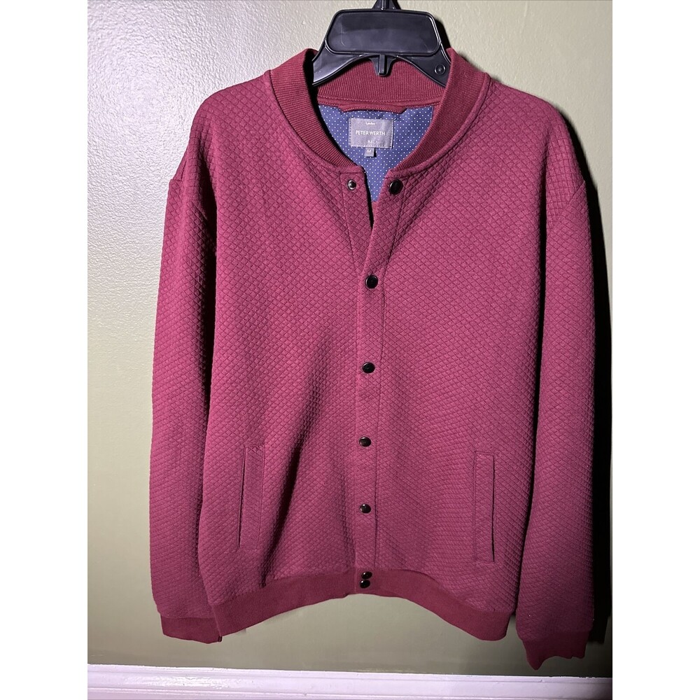Peter Werth HAWKER London Quilted Snap Front  Jacket Red Mens M Bomber Coat